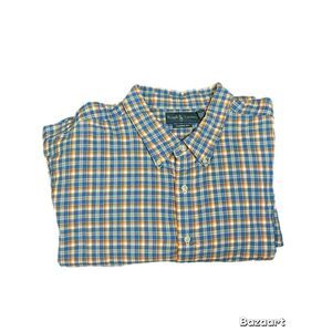 NWOT Ralph Lauren, orange and blue plaid, thick, long sleeve button-down shirt 4